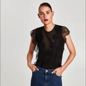 Zara Tulle and lace bodysuit